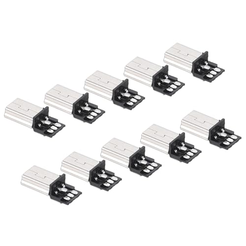 QUARKZMAN 5 Pins Mini USB Typ B Stecker x 10 Stück PCB-Montagebuchsenstecker für USB-CD, Computer, [Silberton, Schwarz] von QUARKZMAN
