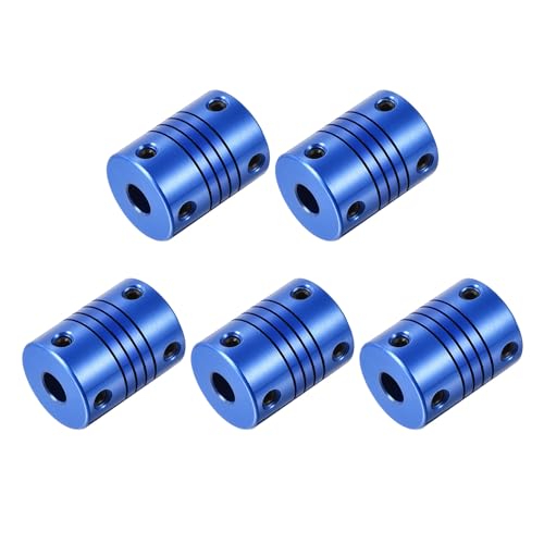 QUARKZMAN 5 Stück 6,35 mm auf 8 mm Aluminiumlegierung Wellenkupplung L25xD19 Flexibler Kuppler mit Schrauben für Encoder und Motoren, Blau von QUARKZMAN