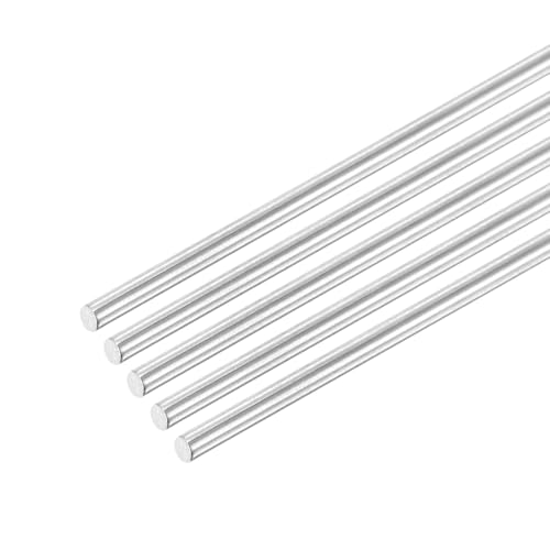 QUARKZMAN 5 Stück Edelstahlstäbe 2 mm x 120 mm 304 Edelstahl V2A Rundstäbe Rundstangen Metallstange Stabstahl Vollrundstab Rundstahl Rundstab für DIY Handwerk Modellauto Flugzeug Geländer von QUARKZMAN