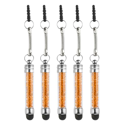QUARKZMAN 5 Stück Stylus-Stift für Touchscreens, kapazitive Mini-Kristall-Diamant-Stifte für universelle alle Touchscreen-Geräte, Orange von QUARKZMAN