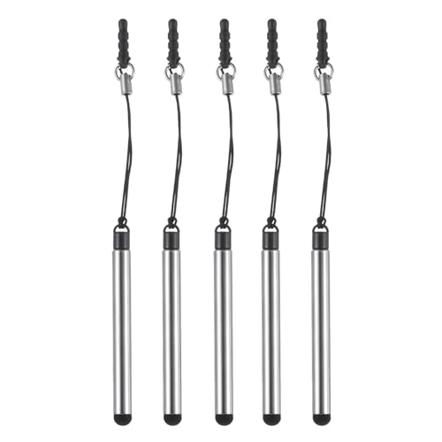 QUARKZMAN 5 Stück metallischer Telefon-Stylus-Stift, einziehbarer Metall-Mini-kapazitiver Stift für universelle alle Touchscreen-Geräte, Silber QUARKZMAN 5 Stück metallischer Telefon-Stylus-Stift, einziehbarer Metall-Mini-kapazitiver Stift für universelle alle Touchscreen-Geräte, Silber von QUARKZMAN