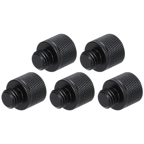 QUARKZMAN 5-teiliger Mikrofonständer-Adapter, 1/4 Innengewinde auf M10 Außengewinde, Schraubadapter, Aluminiumlegierung für Mikrofon-Stativhalterung, Schwarz von QUARKZMAN