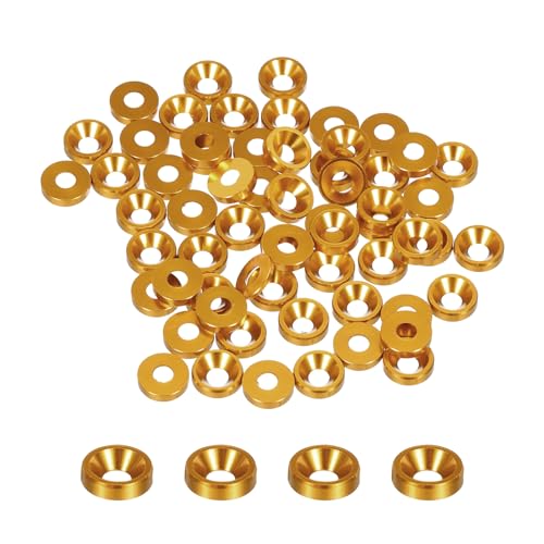 QUARKZMAN 50 Stück M3 Senkunterlegscheiben, 8mm/0,31 Zoll eloxiertes Aluminiumlegierung, Kopfdichtungen für Schrauben RC/FPV/PC/Drone/Mechanische Zubehörteile Modellteil, Gold QUARKZMAN 50 Stück M3 Senkunterlegscheiben, 8mm/0,31 Zoll eloxiertes Aluminiumlegierung, Kopfdichtungen für Schrauben RC/FPV/PC/Drone/Mechanische Zubehörteile Modellteil, Gold von QUARKZMAN