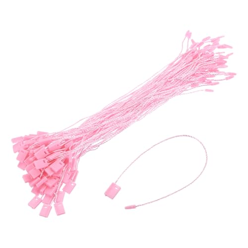 QUARKZMAN 500 Stück Nylon Hang Tag String 6,7 Zoll Snap Lock Pins Loop Preisschildbefestiger Plastiketikettenbinder Etikettenbinder für Kleidung Etikettenbinder mit Schnur Pink von QUARKZMAN
