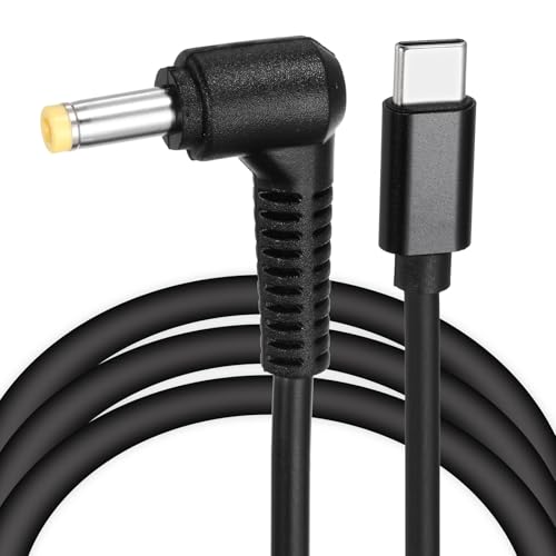 QUARKZMAN 5FT USB C zu DC PD Power Fast Charging Kabel, 4,0mm x 1,7mm 65W/9V DC Power Kabel, Typ C Eingang 3A Adapter Stecker Konverter Schreibtischlampe (Schwarz) von QUARKZMAN