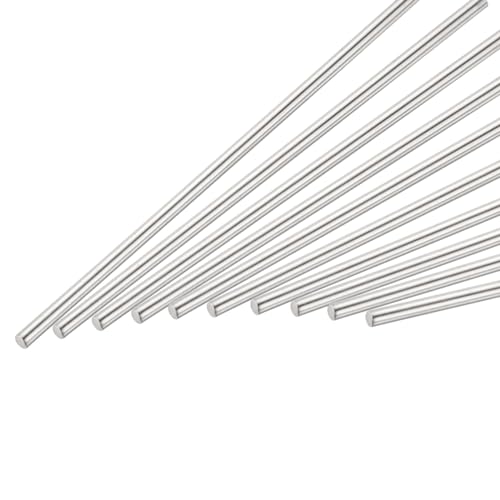 QUARKZMAN 5mm x 100mm Edelstahl Rundstab, Metall Massivwelle Stangen Drehbankstange für DIY Bastelprojekte Modellauto Hubschrauber Flugzeug 10 Stück von QUARKZMAN
