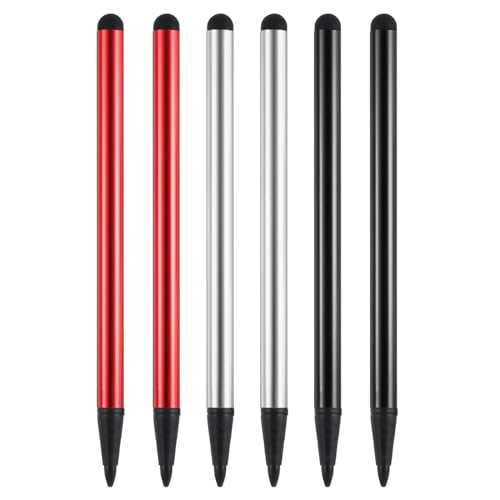 QUARKZMAN 6 Stück 2-in-1-Handy-Touchscreen-Stift Resistiver Stylus-Stift Aluminiumlegierung mit Widerstand kapazitiver Spitzen Universal von QUARKZMAN