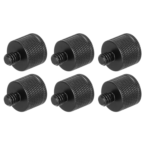 QUARKZMAN 6-teiliger Mikrofonständer-Adapter, M8-Buchse auf 1/4 Außengewinde, Schraubadapter, Aluminiumlegierung für Mikrofon-Stativ-Halterung, Schwarz von QUARKZMAN