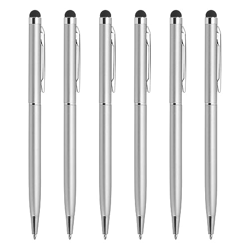 QUARKZMAN 6Stk Metall Stylus Stift Kugelschreiber 2 in 1 Universal Einziehbar Tinte Stift mit Stylus Spitzen für Alle Kapazitiven Touchscreen Geräte Silber QUARKZMAN 6Stk Metall Stylus Stift Kugelschreiber 2 in 1 Universal Einziehbar Tinte Stift mit Stylus Spitzen für Alle Kapazitiven Touchscreen Geräte Silber von QUARKZMAN