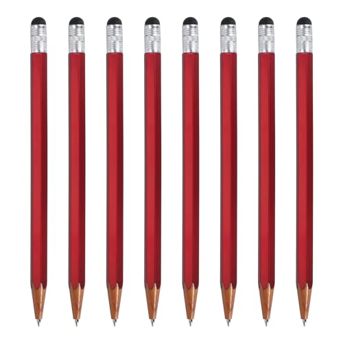 QUARKZMAN 8 Stück Stylus Kugelschreiber Geschenk für Männer 2 in 1 Universal Stifte mit Stylus Spitzen für alle kapazitiven Touchscreen-Geräte, Rot von QUARKZMAN