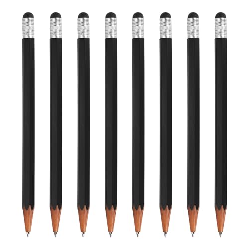 QUARKZMAN 8 Stück Stylus Kugelschreiber Geschenk für Männer 2 in 1 Universal Stifte mit Stylus Spitzen für alle kapazitiven Touchscreen-Geräte, Schwarz von QUARKZMAN