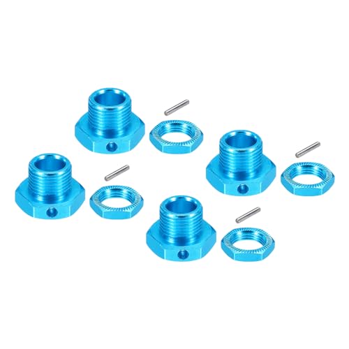 QUARKZMAN Aluminium RC Radmutter 17mmx4mm Sechskant Radnabenadapter Muttern für 1/8 RC Modellauto TEAM C Truck Off Road, 4er Pack (Blau) von QUARKZMAN