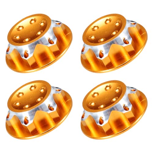 QUARKZMAN Aluminium RC Radmutternkappe rutschfest 22mm/0,86 Zoll Radmuttern staubdicht für 1/8 RC Modellauto LKW Geländewagen aufgerüstete Teile 4er Pack (Gelb) von QUARKZMAN