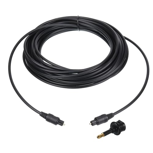 QUARKZMAN Faser Optisches Audiokabel Digitales Audio Glasfaser Kabel 19.6FT Langes TOS Optische Verbindung Kabel PVC Kunststoff Gerade Stecker für TV DVD Schwarz(mit Mini-Adapter) von QUARKZMAN