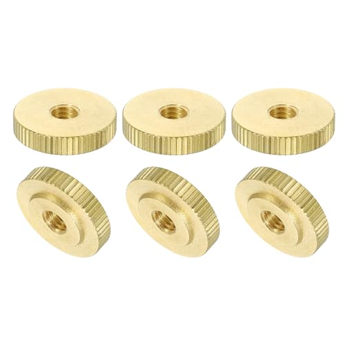 QUARKZMAN Gerändelte Daumenmuttern, 6 Stück M6 x D20mm x H5mm Messing Griffmuttern Rändelmuttern mit Hohem Kopf Befestigungselemente für 3D-Drucker Teile, Maschinenwerkzeuge von QUARKZMAN