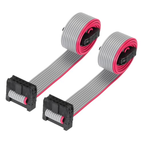 QUARKZMAN IDC 10-poliges Flachbandkabel, 2,0 mm Pitch FC zu FC Stecker, 30 cm Länge, grauer Jumperdraht für Computer LED Display DVD, 2 Stück von QUARKZMAN
