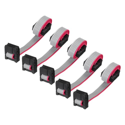 QUARKZMAN IDC 6-poliges Flachbandkabel, 2,0 mm Pitch FC zu FC Stecker, 20 cm Länge, grauer Jumperdraht für Computer LED Display DVD, 5 Stück von QUARKZMAN