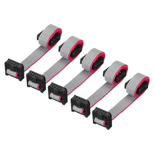 QUARKZMAN IDC 8-poliges Flachbandkabel, 2,0 mm Pitch FC zu FC Stecker, 20 cm Länge, grauer Jumperdraht für Computer LED Display DVD, 5 Stück von QUARKZMAN