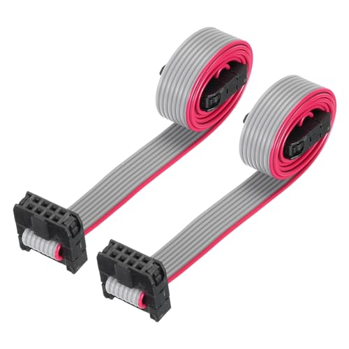 QUARKZMAN IDC 8-poliges Flachbandkabel, 2,0 mm Pitch FC zu FC Stecker, 30 cm Länge, grauer Jumperdraht für Computer LED Display DVD, 2 Stück von QUARKZMAN