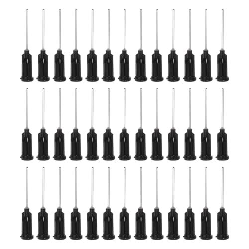 QUARKZMAN Industrielle stumpfe Spitzenkanüle 19G 1 Zoll Länge mit Luer Lock Schraubanschluss, Dosierkanüle für Flüssigklebepistole, 40 Stück (Schwarz) von QUARKZMAN