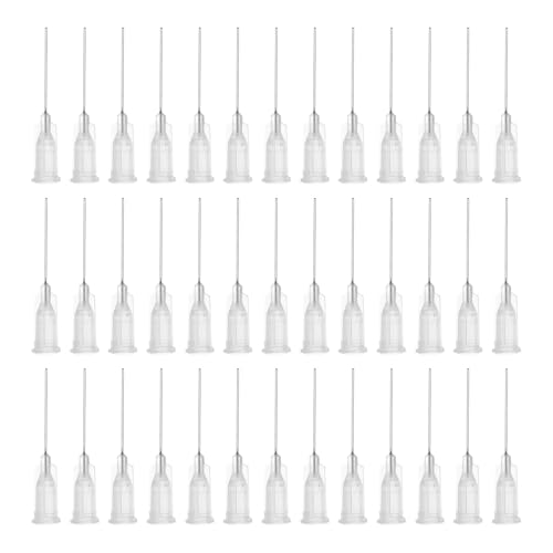 QUARKZMAN Industrielle stumpfe Spitzenkanüle 27G 1 Zoll Länge mit Luer Lock Schraubanschluss, Dosierkanüle für Flüssigklebepistole, 40 Stück (Transparent) von QUARKZMAN