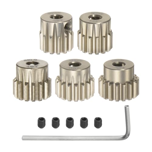 QUARKZMAN M0.6 Ritzel-Set 3.175mm (1/8") Welle 13T 14T 15T 16T 17T Aluminiumlegierung Motorritzel mit Stufen für 1/10 RC Auto (5 Stück) von QUARKZMAN