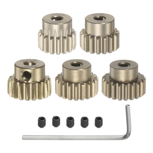 QUARKZMAN M0.6 Ritzel-Set 3.175mm (1/8") Welle 16T 17T 18T 19T 20T Aluminiumlegierung Motorritzel mit Stufen für 1/10 RC Auto (5 Stück) von QUARKZMAN