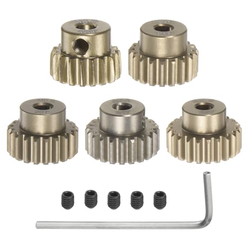 QUARKZMAN M0.6 Ritzel-Set 3.175mm (1/8") Welle 18T 19T 20T 21T 22T Aluminiumlegierung Motorritzel mit Stufen für 1/10 RC Auto (5 Stück) von QUARKZMAN