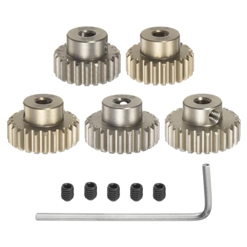 QUARKZMAN M0.6 Ritzel-Set 3.175mm (1/8") Welle 21T 22T 23T 24T 25T Aluminiumlegierung Motorritzel mit Stufen für 1/10 RC Auto (5 Stück) von QUARKZMAN