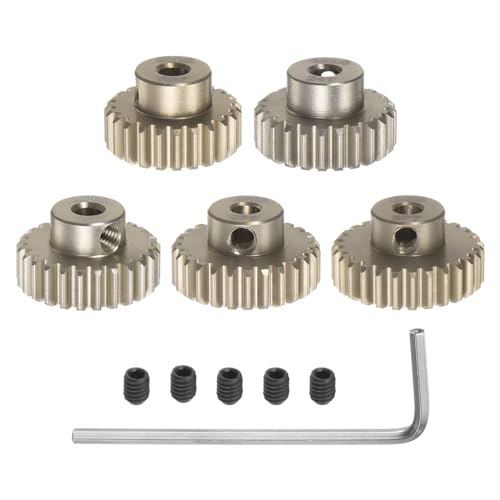 QUARKZMAN M0.6 Ritzel-Set 3.175mm (1/8") Welle 23T 24T 25T 26T 27T Aluminiumlegierung Motorritzel mit Stufen für 1/10 RC Auto (5 Stück) von QUARKZMAN