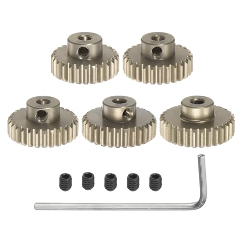 QUARKZMAN M0.6 Ritzel-Set 3.175mm (1/8") Welle 26T 27T 28T 29T 30T Aluminiumlegierung Motorritzel mit Stufen für 1/10 RC Auto (5 Stück) von QUARKZMAN