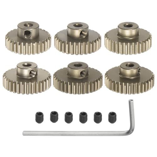 QUARKZMAN M0.6 Ritzel-Set 3.175mm (1/8") Welle 28T 29T 30T 31T 32T 33T Aluminiumlegierung Motorritzel mit Stufen für 1/10 RC Auto (5 Stück) von QUARKZMAN