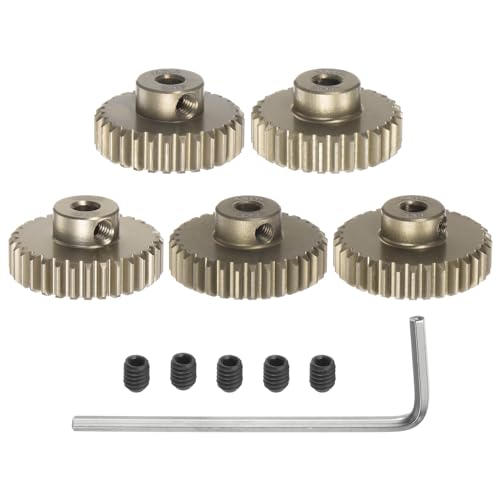 QUARKZMAN M0.6 Ritzel Set 3.175mm (1/8") Welle 29T 30T 31T 32T 33T Aluminiumlegierung Motorritzel mit Stufen für 1/10 RC Auto (5 Stück) von QUARKZMAN