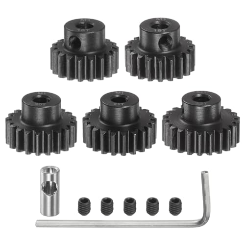 QUARKZMAN M1 Mod1 Ritzel Set 5mm Welle 18T 19T 20T 21T 22T Motorritzel aus gehärtetem Stahl mit 3,17mm Kupplung für RC Auto (5 Stück) von QUARKZMAN
