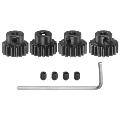 QUARKZMAN M1 Pinion Gear Set 5mm Welle 16T 17T 18T 19T Motorzahnräder aus gehärtetem Stahl mit Stufe für RC Auto (4 Stück) von QUARKZMAN