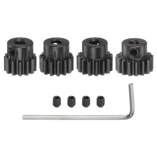 QUARKZMAN M1 Ritzel Set 5mm Welle 13T 14T 15T 16T Motorritzel aus gehärtetem Stahl mit Stufe für RC Auto (4 Stück) von QUARKZMAN