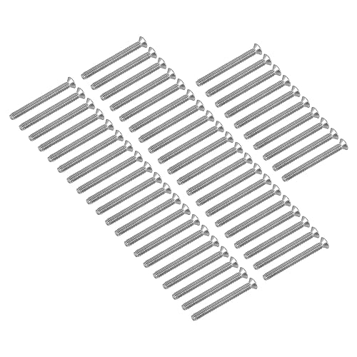 QUARKZMAN M2.5 x 25mm Senkkopfschrauben x 50 Stück 304 Edelstahl Flachkopf Kreuzschlitz-Befestigungselemente für Hausbau, Maschinenwerkzeuge [Silber] von QUARKZMAN