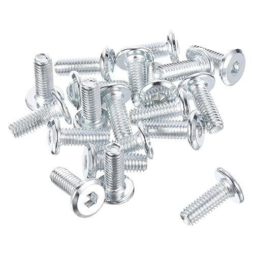 QUARKZMAN M6 x 15mm Sechskant-Flachkopfschrauben x 20 Stück - Langlebige Senkkopfschrauben für Möbelbefestigungen, Schiffsmontage und Geräte-Reparatur, [Silberton] von QUARKZMAN