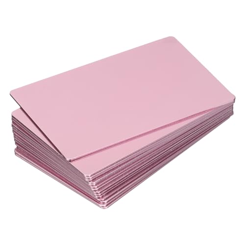 QUARKZMAN Metall Visitenkarten Lasergravur Karten DIY Gravur Blanko Karten Eloxiertes Aluminium für Haus Büro Kundengeschenk DIY Plattenkarten 86x54x1mm, Packung mit 15 (Pink) von QUARKZMAN