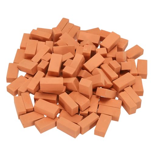 QUARKZMAN Miniatur Ziegelstein Modellbau Set aus Ton für Modellbau, Puppenhäuser, Gärten, rot, 100 Stück, Maßstab 1/16, 28x14x10mm/1.1x0.56x0.39" von QUARKZMAN