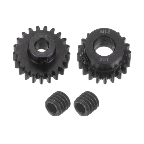 QUARKZMAN Mod 1.5 Ritzel Set 8mm Welle 20T 21T Motorritzel aus gehärtetem Stahl für RC Auto (2 Stück) von QUARKZMAN