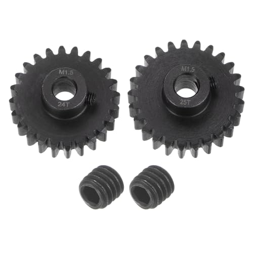 QUARKZMAN Mod 1.5 Ritzel Set 8mm Welle 24T 25T Motorritzel aus gehärtetem Stahl für RC Auto (2 Stück) von QUARKZMAN