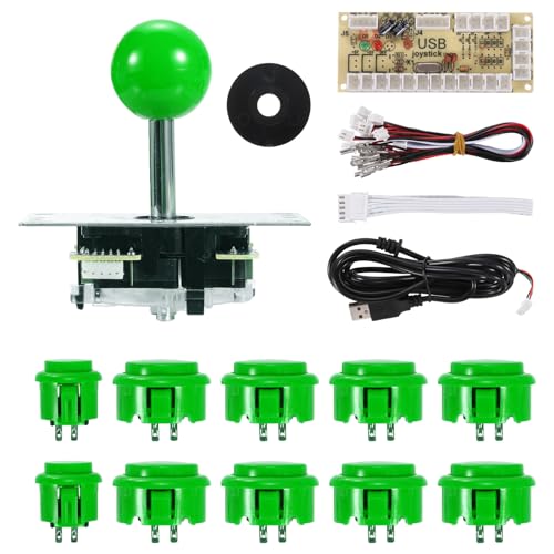 QUARKZMAN PC Joystick Basteln Kit Arkadespiel Joystick Basteln Teile Arcade Knopf ABS 5 Pin für PC Klassisch Arcade Grün QUARKZMAN PC Joystick Basteln Kit Arkadespiel Joystick Basteln Teile Arcade Knopf ABS 5 Pin für PC Klassisch Arcade Grün von QUARKZMAN