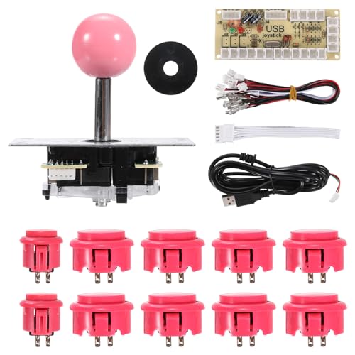 QUARKZMAN PC Joystick Basteln Kit Arkadespiel Joystick Basteln Teile Arcade Knopf ABS 5 Pin für PC Klassisch Arcade Rosa von QUARKZMAN