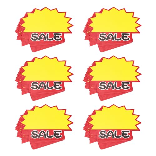 QUARKZMAN Star Burst SALE Normale Schilder, Preisschilder, Stern-Preisetiketten, 7 x 5,5 Zoll, roter Rand, gelbe Farbe, für Einzelhandelsverkaufspreise, 60 Stück QUARKZMAN Star Burst SALE Normale Schilder, Preisschilder, Stern-Preisetiketten, 7 x 5,5 Zoll, roter Rand, gelbe Farbe, für Einzelhandelsverkaufspreise, 60 Stück von QUARKZMAN