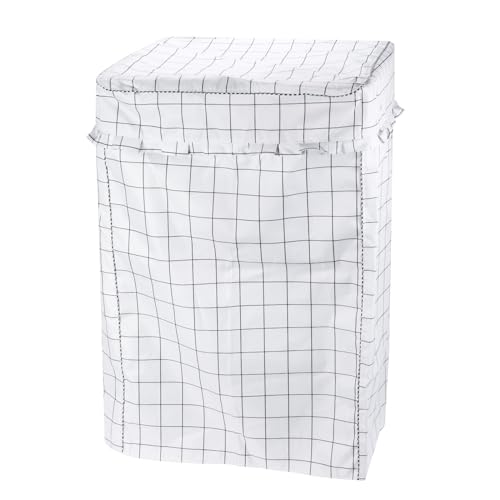 QUARKZMAN Toplader Abdeckung, Abdeckung für tragbare Waschmaschine, 23Bx24Tx36H Zoll (L Größe) Weiße Gitter wasserdichte Abdeckung für Waschmaschine von QUARKZMAN