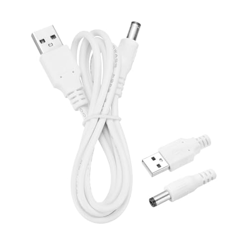 QUARKZMAN USB auf DC-Stromkabel 2A 5V DC-Stromkabel 5.5mmx2.5mm Jack Ladekabelstecker Adapter für Lüfter Kamera Telefon Tablet-Geräte (1m, Weiß) von QUARKZMAN