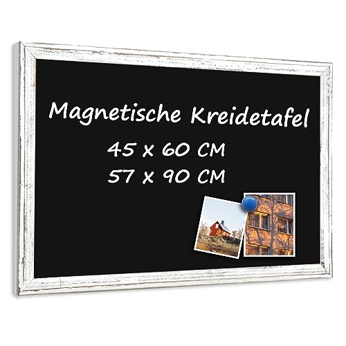 QUEENLINK Magnetische Kreidetafel 45x60cm Magnettafel Schwarz Kreide Tafel mit Weiß Holzrahmen Kreidetafel zum Aufhängen von QUEENLINK