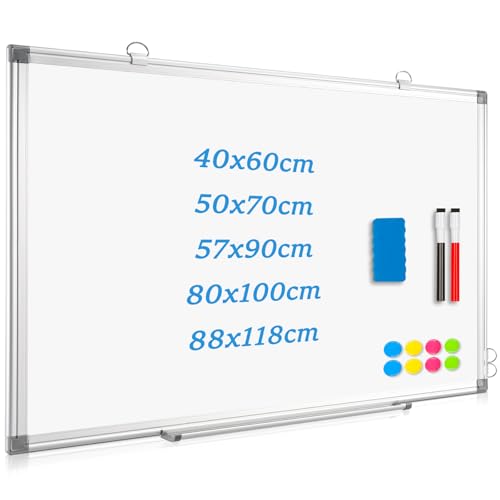 QUEENLINK Whiteboard Magnetisch, Magnettafel mit Aluminiumrahmen,50x70cm Magnetwand White Board mit Stiftablage und Haken QUEENLINK Whiteboard Magnetisch, Magnettafel mit Aluminiumrahmen,50x70cm Magnetwand White Board mit Stiftablage und Haken von QUEENLINK