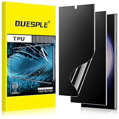 QUESPLE [2 Stück] Matt Privacy Schutzfolie für Samsung Galaxy S23 Ultra 5G, 360° Anti Spähen Matte Sichtschutz, Fingerabdruck-ID Unterstützen Weich TPU Displayschutzfolie Anti-Spy Folie von QUESPLE